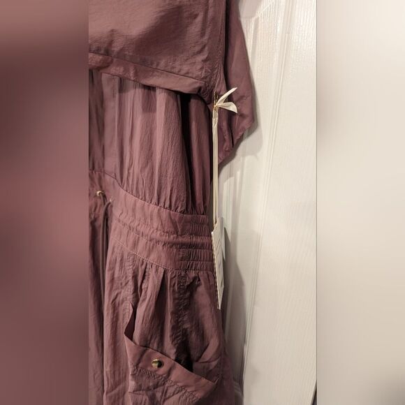 New Athleta x Alicia Keys brown Jumpsuit Open Back Utility snap front Plus Sz 22 - Picture 11 of 16